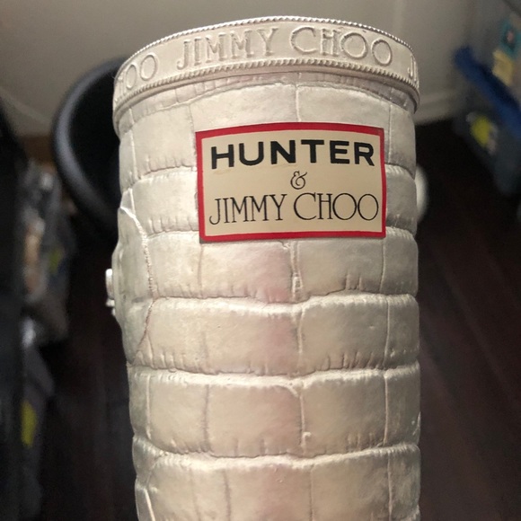 Hunter Jimmy Choo  silver grey croc rainboots - Picture 6 of 8